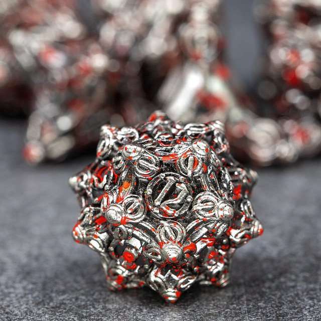 Sage’s Finials Silver Carnage Metal Polyhedral Dice Set image 3