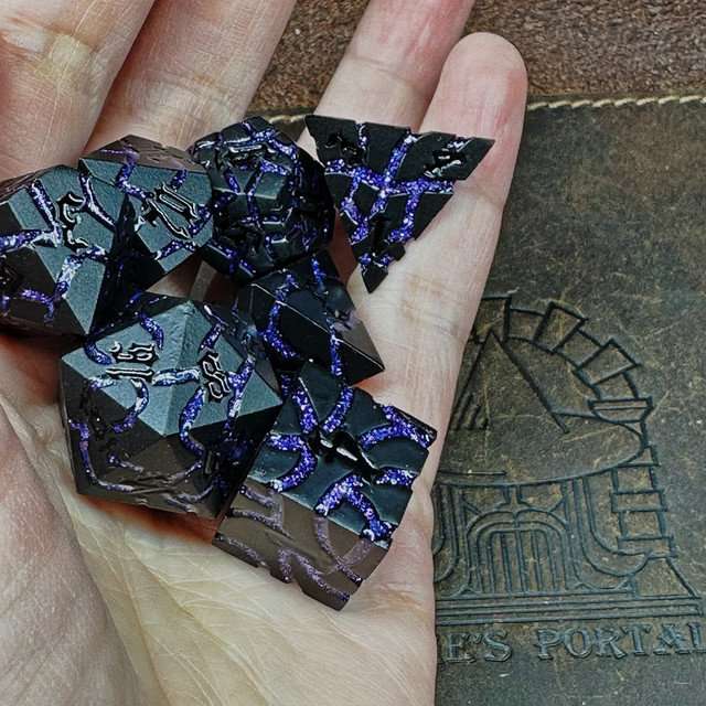 Sage's Warp Stones Black Hole Metal Polyhedral Dice Set image 10