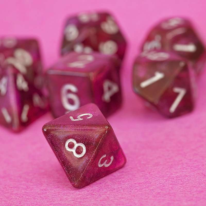 Sage's Shards - Pink/Purple/Orange Glitter Polyhedral Dice Set image 5