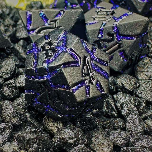Sage's Warp Stones Black Hole Metal Polyhedral Dice Set image 9