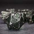 Sage's Runic Caltrops Black/Green Metal Polyhedral Dice Set image 0