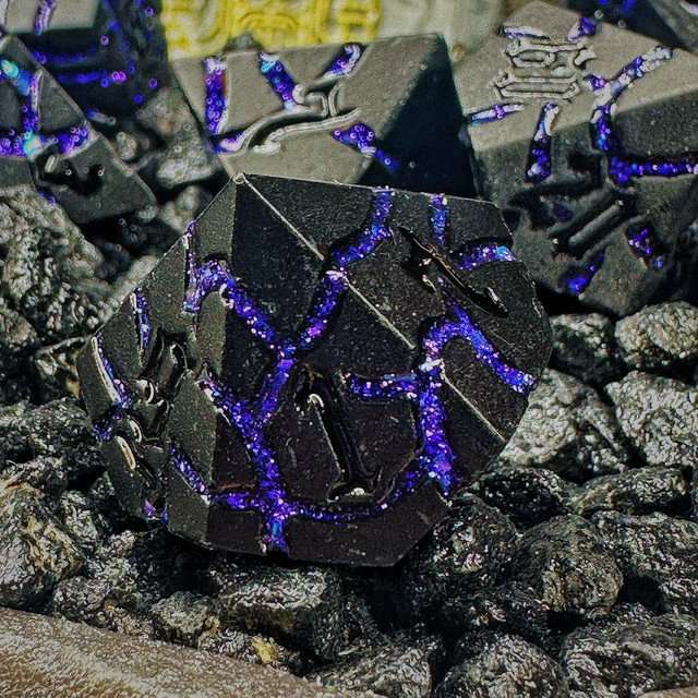 Sage's Warp Stones Black Hole Metal Polyhedral Dice Set image 8