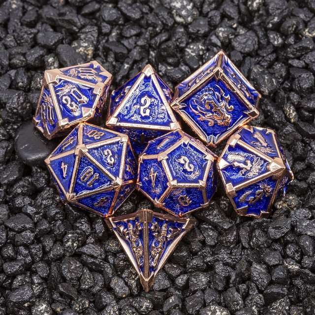 Sage's Grave Fortune Cobalt Death Metal Polyhedral Dice Set image 0