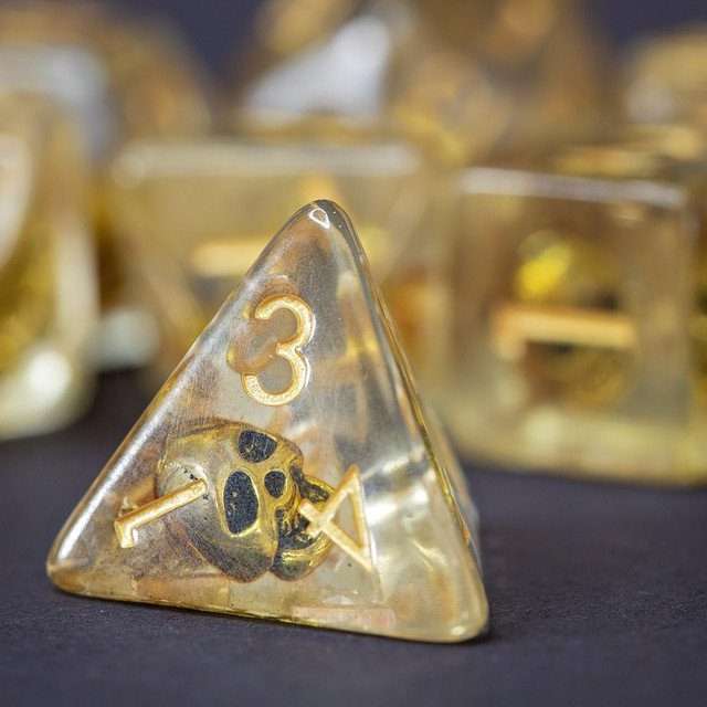 Sage's Familiars - Golden Skull Familiar Resin Polyhedral Dice Set image 13