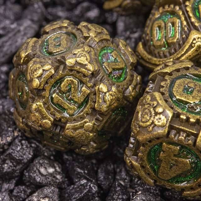 Sage's Artificer's Core Forest Essence Metal Polyhedral Dice Set image 13