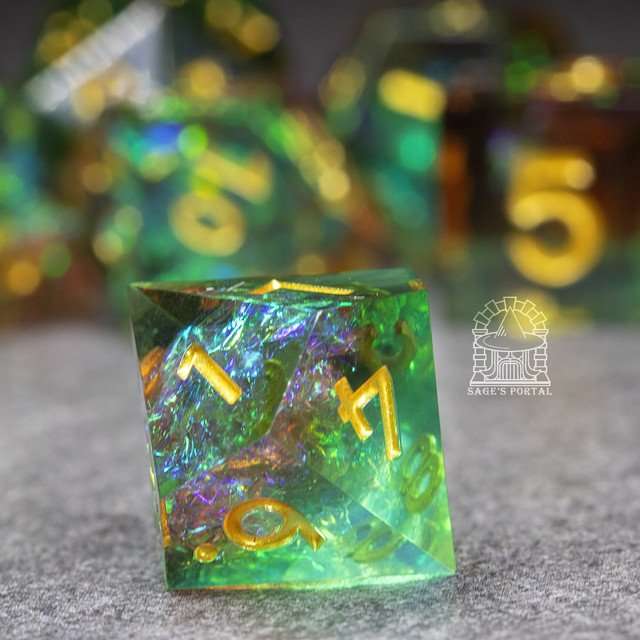 Sage's Crystals - Autumn Sharp Edge Resin Polyhedral Dice Set image 3