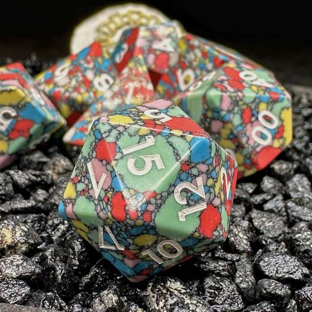 Sage's Treasures Gemstone Speckled Pastel Polyhedral Dice Set image 3