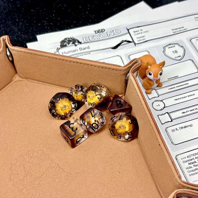Sage's Baby Squirrel Familiar Resin Polyhedral Dice Set image 9
