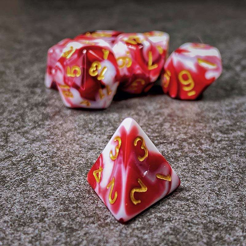 Sage's Stones - Red/White Acrylic Polyhedral Dice Set image 4