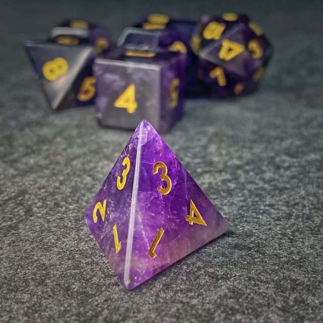 Sage's Treasures - Captured Nebula Amethyst Gemstone Polyhedral Dice Set image 7