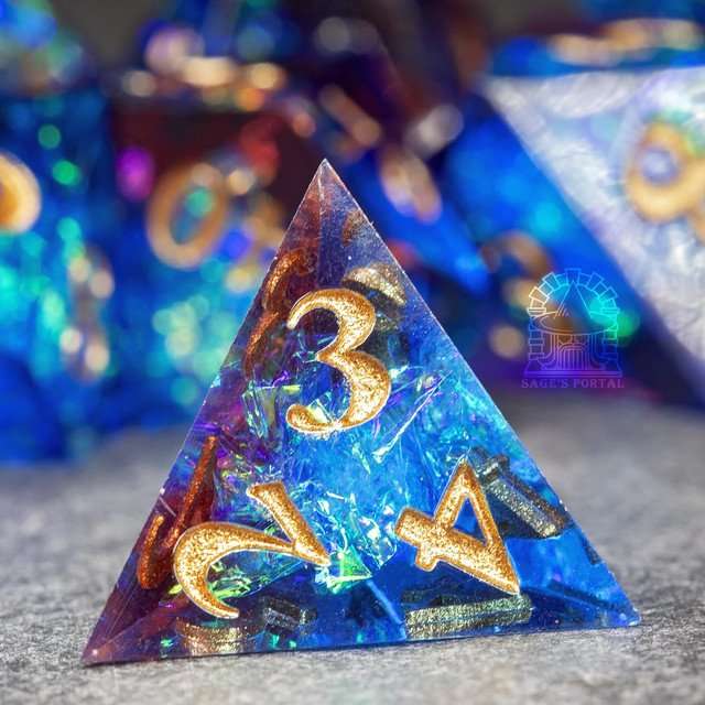 Sage's Crystals - Thermal Flame Sharp Edge Resin Polyhedral Dice Set image 6