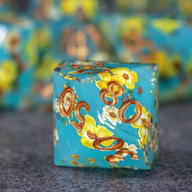 Sage's Honeybees Tropical Honey Sharp Edge Resin Dice Set image 6