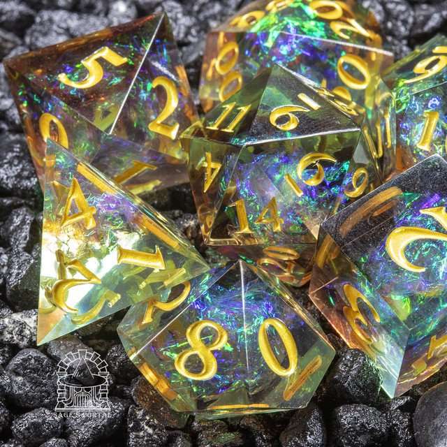 Sage's Crystals - Sylvan Sharp Edge Resin Polyhedral Dice Set image 9