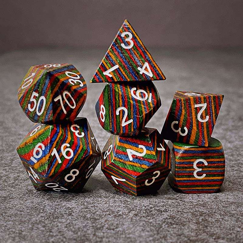Sage's Trees - Rainbow Technical Wood Polyhedral Dice Set image 8