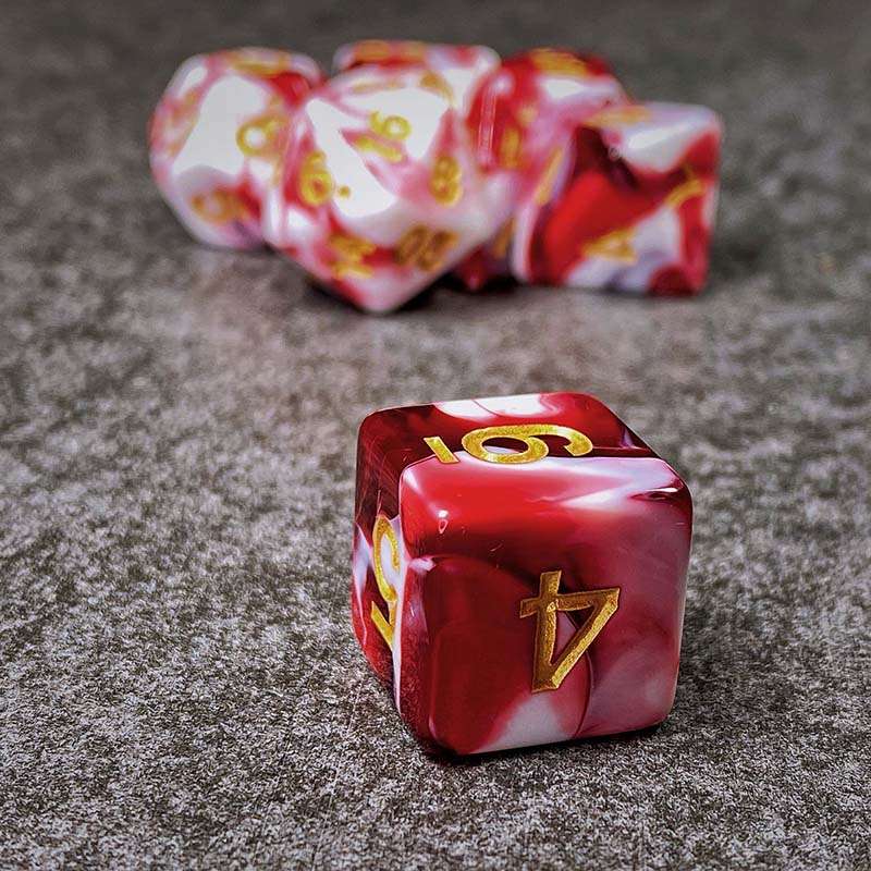 Sage's Stones - Red/White Acrylic Polyhedral Dice Set image 8
