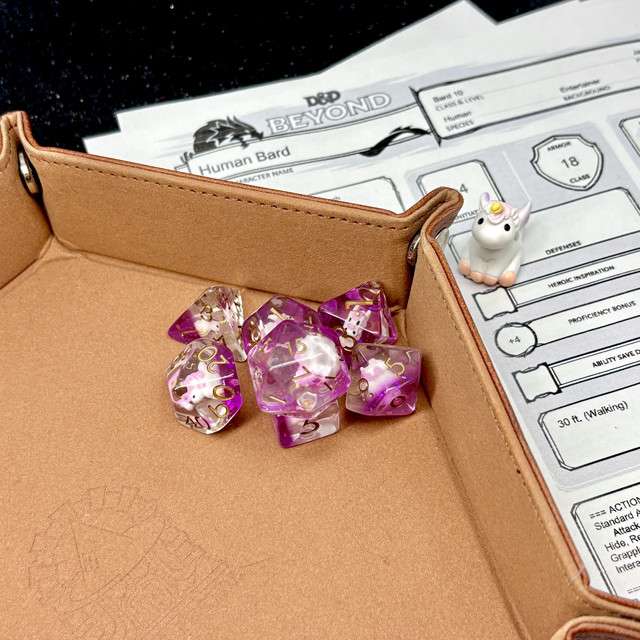 Sage's Baby Unicorn Familiar Resin Polyhedral Dice Set image 10