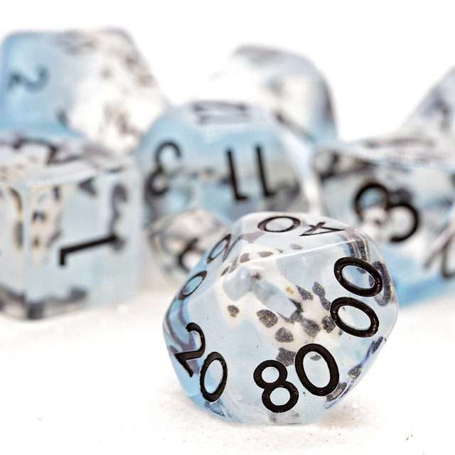 Sage's Familiars - Blue White/Black Fish Familiar Resin Polyhedral Dice Set image 4