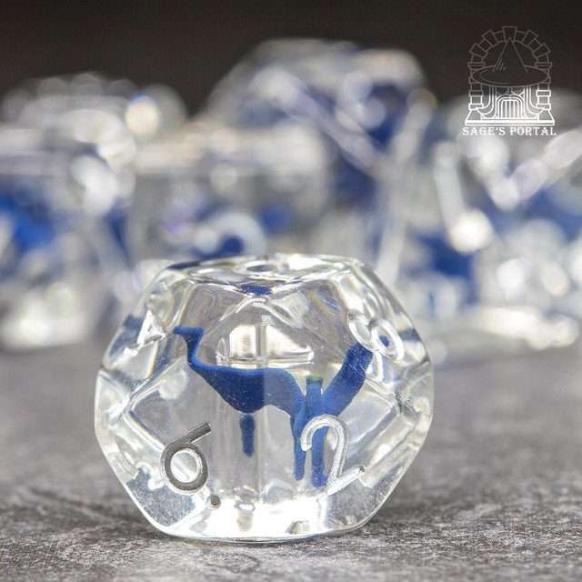 Sage's Blue Pegasus Familiar Resin Polyhedral Dice Set image 3