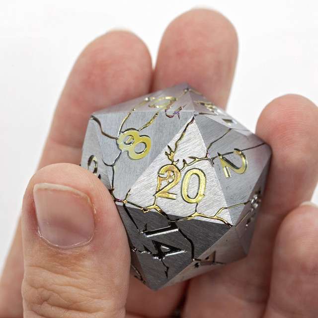 Sage's Relics of Antiquity - Silver Rainbow 33mm Metal D20 Die image 6