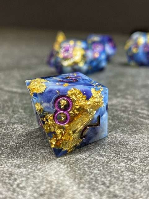 Sage's Geomancy Blue/Purple Sharp Edge Resin Dice Set image 5