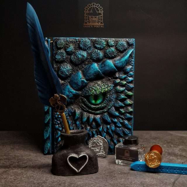 Eye of the Blue Dragon Notebook Gift Set | Handmade Notebook for TTRPG, Sketchbook, Diary image 2