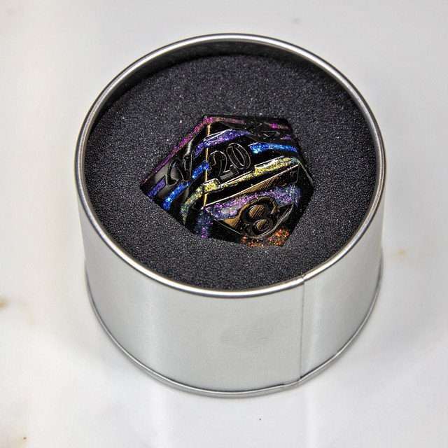 Sage's Dimension Stones - 33mm Black D20 Metal Die image 4