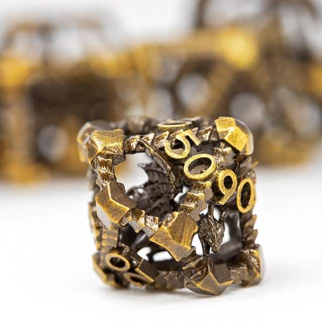 Sage's Draconic Prison Bronze Cage Hollow Metal Dice Set image 5