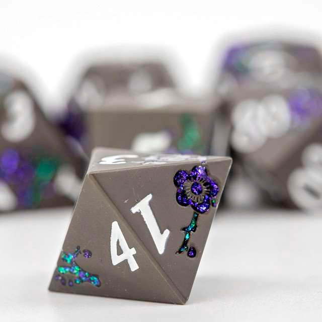 Sage's Petrified Flowers Black/Purple Metal Dice Set image 6