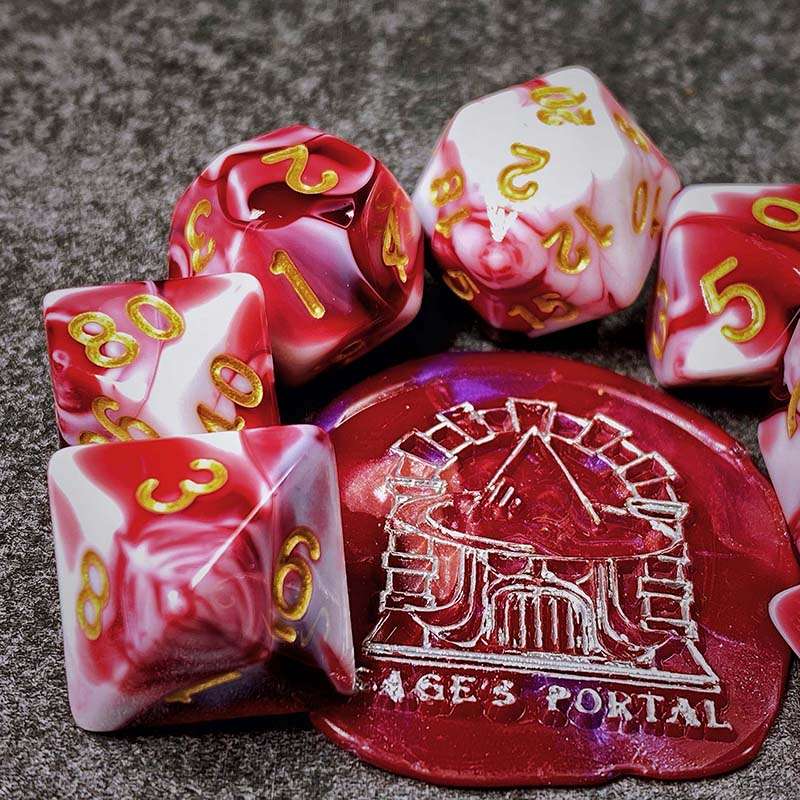 Sage's Stones - Red/White Acrylic Polyhedral Dice Set image 10