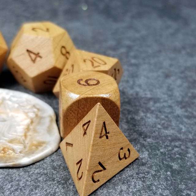 Sage’s Trees - Cherry Wood Oversized Natural Ink Polyhedral Dice Set image 13