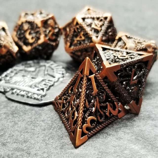 Sage's Cthulhu Shugnahothh Bronze Hollow Metal Polyhedral Dice Set image 10