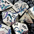 Sage’s Dragon Etchings Silver Teal/Purple Metal Polyhedral Dice Set image 0