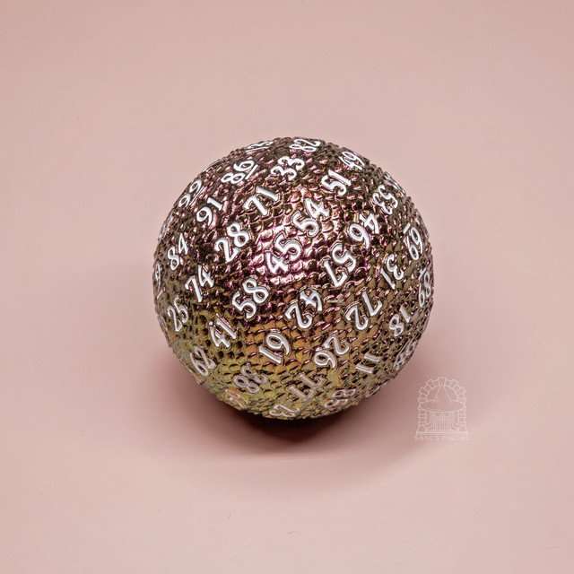 Sage’s Dragon Egg Green/Red d100 Metal Dice image 4