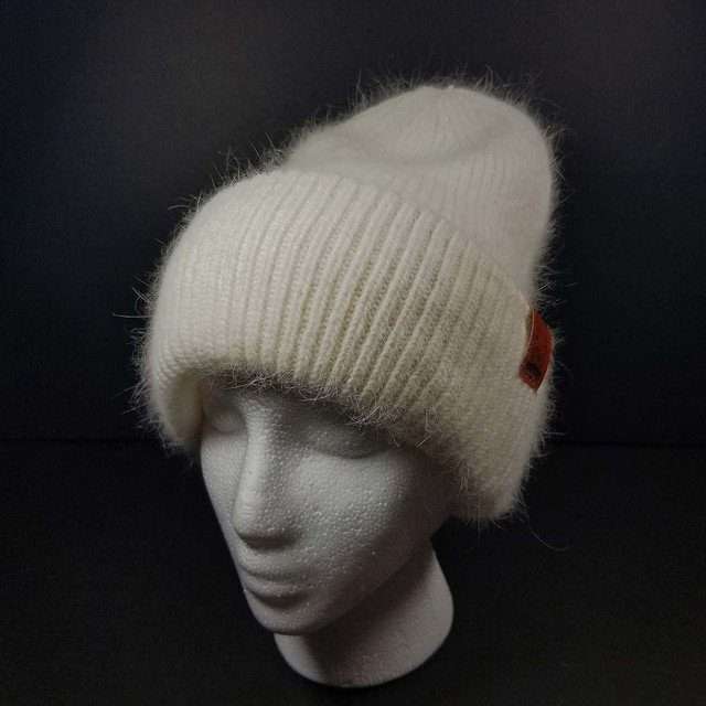 Sage’s Cap – White Angora Rabbit Fur Viscose Beanie image 1