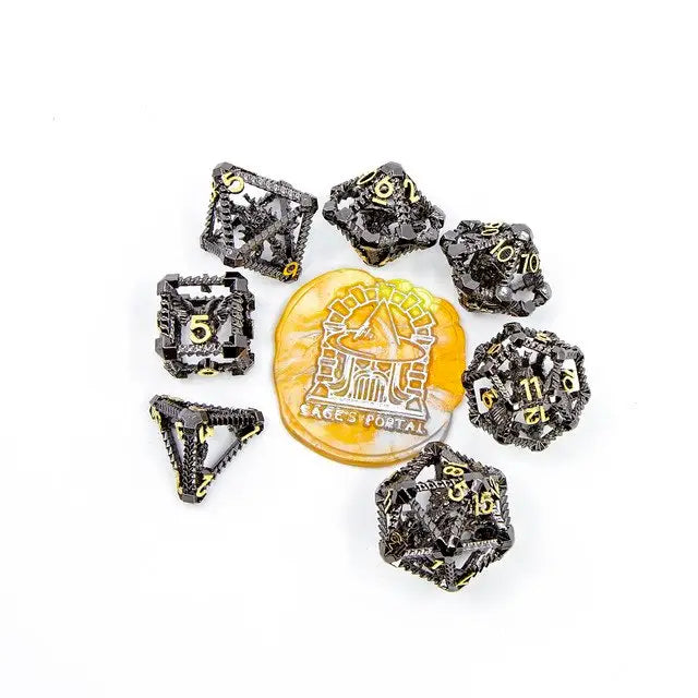 Sage's Draconic Prison Midnight Cage Hollow Metal Dice Set image 12