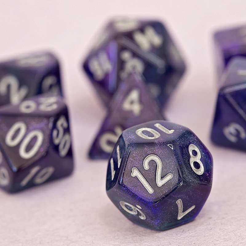 Sage's Shards - Purple/Blue/Green Glitter Polyhedral Dice Set image 3