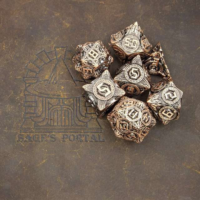 Sage’s Chronurgy Timeless Copper Metal Polyhedral Dice Set image 9