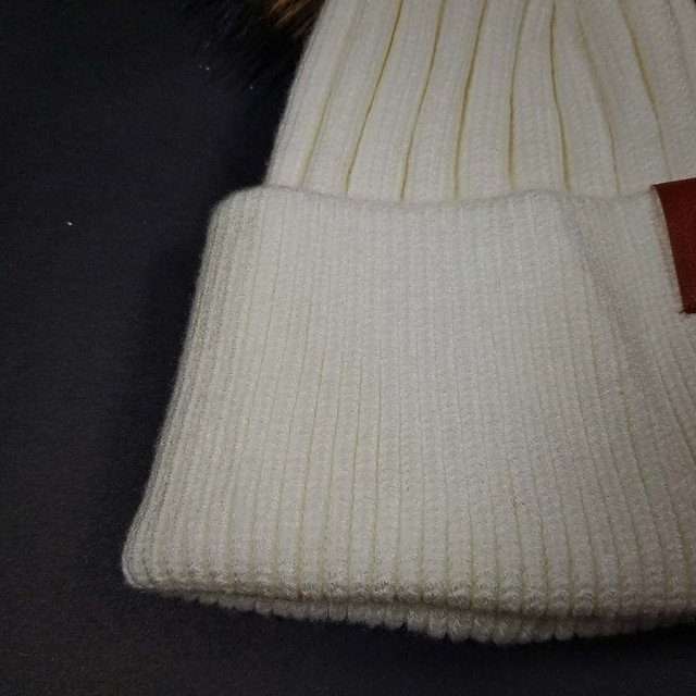 Sage’s Cap – White Wool Beanie with Raccoon Pompom image 2