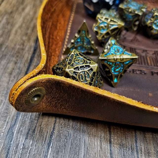 Sage's Enchanted Dice Tray Crazy Horse Oiled Saddle Leather Travel Size image 3