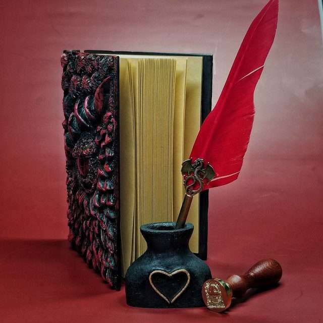 Eye of the Red Dragon Notebook Gift Set | Handmade Notebook for TTRPG, Sketchbook, Diary image 7