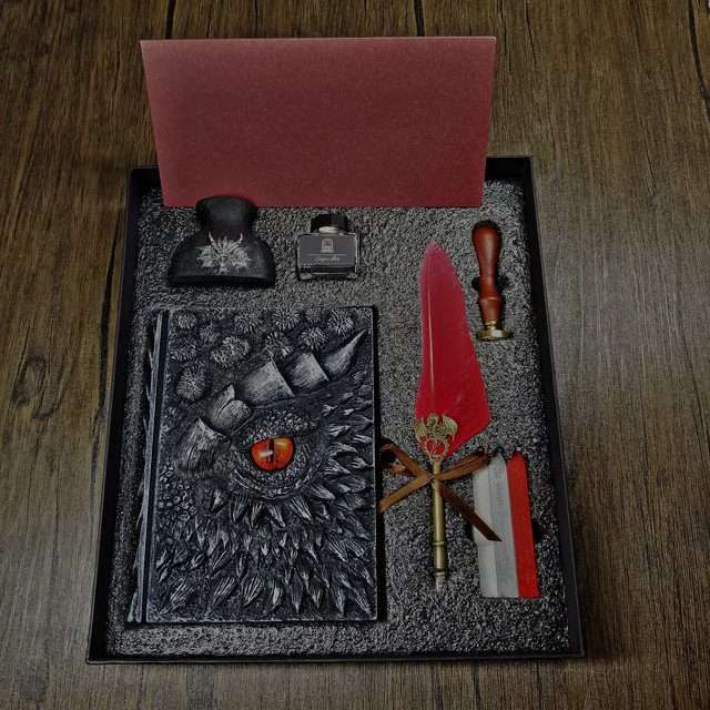 Eye of the Black Dragon Notebook Gift Set | Handmade Notebook for TTRPG, Sketchbook, Diary image 0
