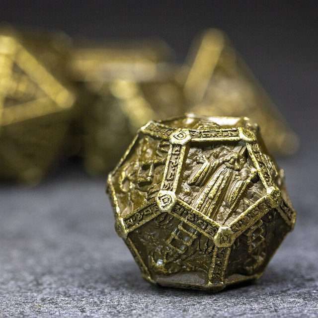 Sage's Lich's Phylactery Bronze Metal Polyhedral Dice Set image 2