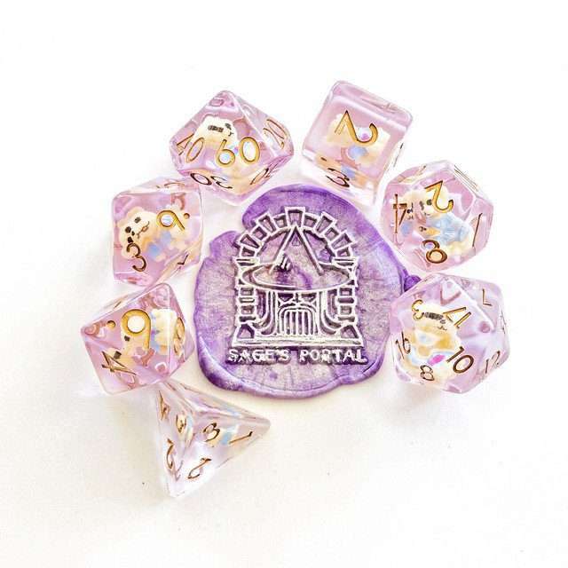 Sage's Familiars - Teddy Bear Familiar Resin Polyhedral Dice Set image 1