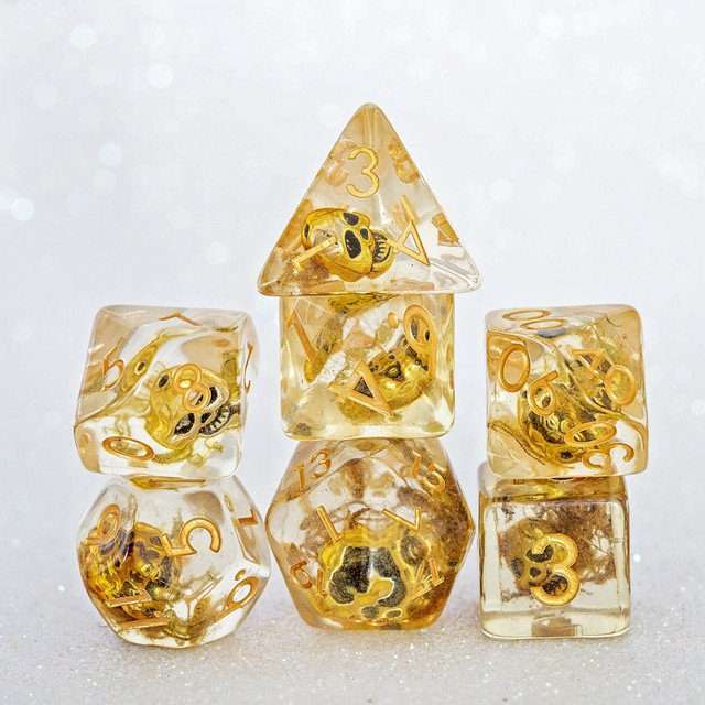 Sage's Familiars - Golden Skull Familiar Resin Polyhedral Dice Set image 11
