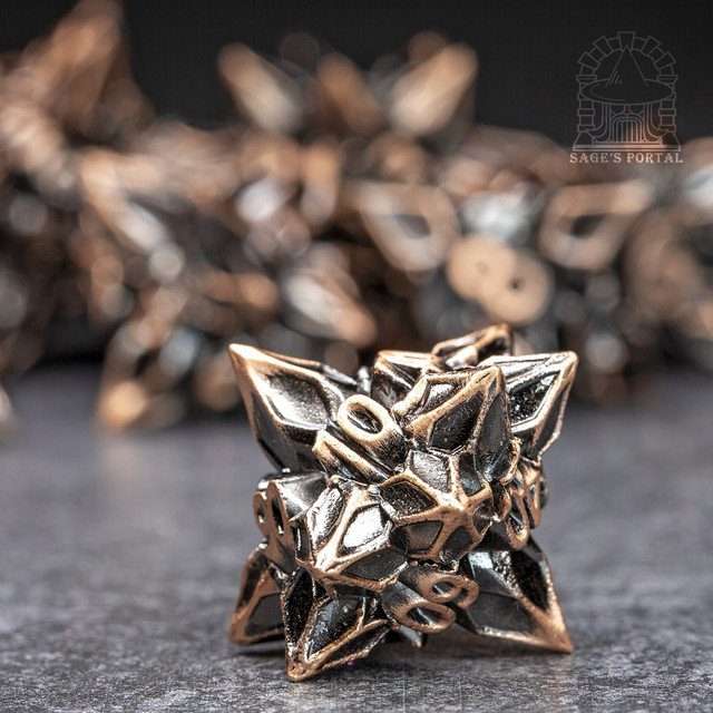 Sage's Deadly Blossoms Copper Metal Polyhedral Dice Set image 2