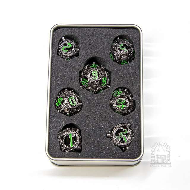 Sage’s Ouroboros Dusk Venom Hollow Metal Polyhedral Dice Set image 8