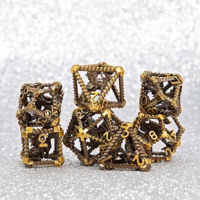 Sage's Draconic Prison Bronze Cage Hollow Metal Dice Set image 11