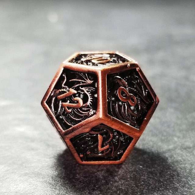 Sage's Dragonstones - Elder Dragon Copper Hollow Metal Polyhedral Dice Set image 10