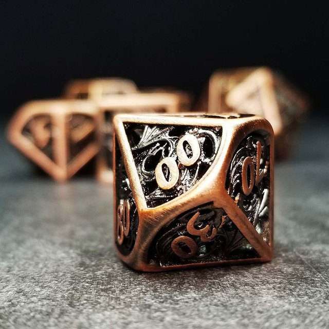 Sage's Dragonstones - Elder Dragon Copper Hollow Metal Polyhedral Dice Set image 16