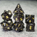 Sage's Knight's Valor - Black Inlay Gold Ink Metal Polyhedral Dice Set image 0